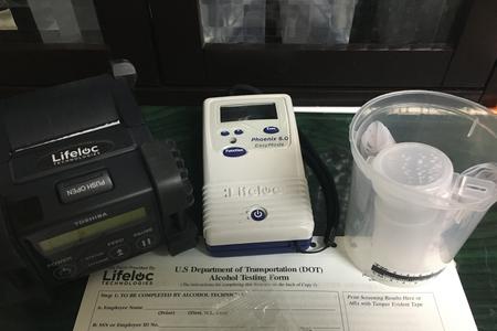 Testing equipment on table